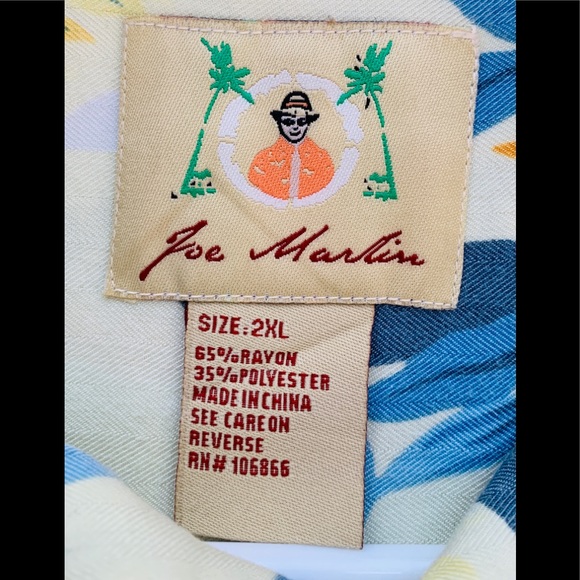 Joe Marlin Men’s 2XL Hawaiian Shirt Yellow, Blue - Picture 6 of 9